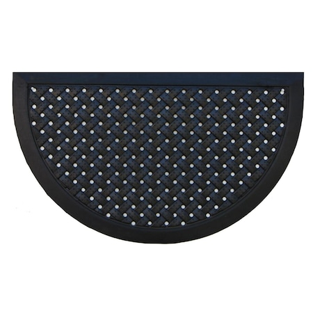 Configuracion 20 x 36 in. Hampton Weave Rubber Semicircle Doormat, Black CO2210360